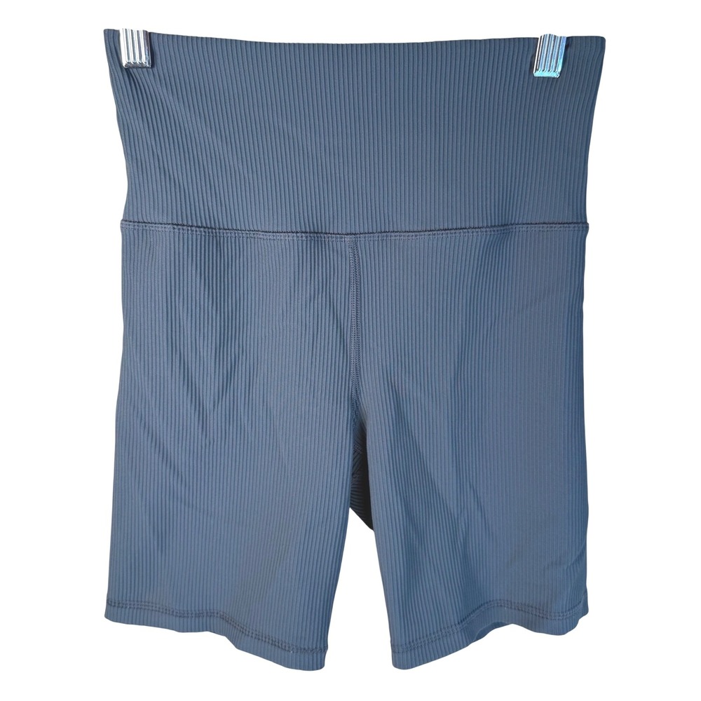 Athleta Elation Rib 7 Short Womens Small Gray High Rise Biker Yoga Activewear